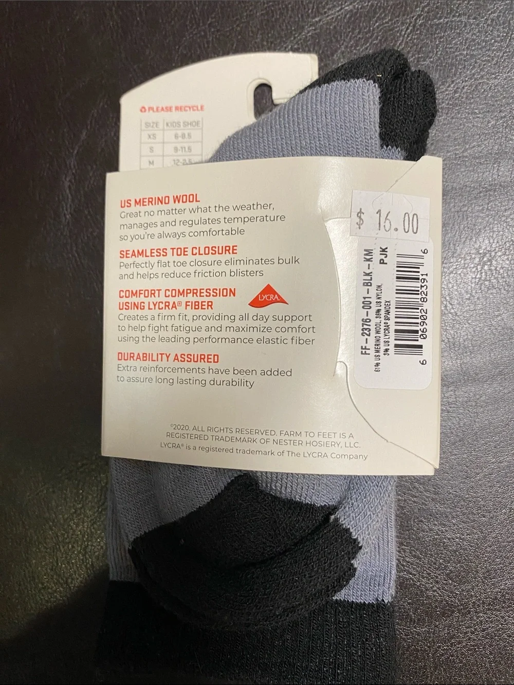 Kids' Gray Dog Pattern Merino Wool Socks - Everyday